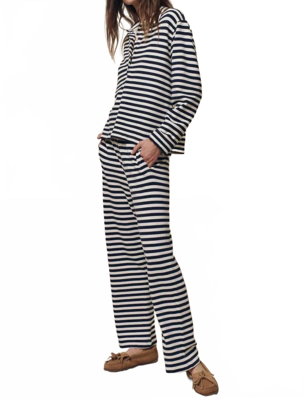 NEW THE GREAT. victory straight leg sweatpants in blue
